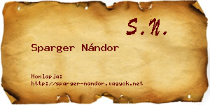 Sparger Nándor névjegykártya
